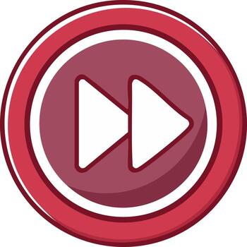 rojo circular rápido adelante medios de comunicación jugador botón icono con blanco flechas para digital multimedia usuario interfaz controlar vector