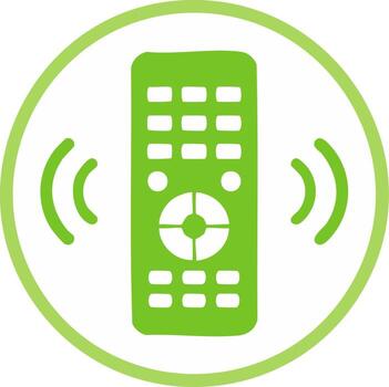 verde remoto controlar icono con inalámbrico señal olas y circular frontera vector