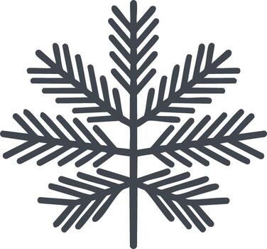 estilizado copo de nieve pino árbol rama icono minimalista diseño vector