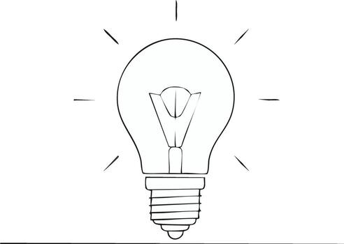 Simple sketch of a glowing light bulb symbolizing a bright idea and innovation vector
