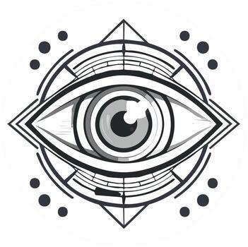 Abstract Eye Design in Geometric Style, Occult Symbol, Circular Elements vector