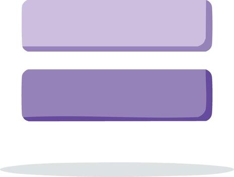 Equal Sign Symbol with Two Rectangular Blocks and Shadow in Light Purple Color vector