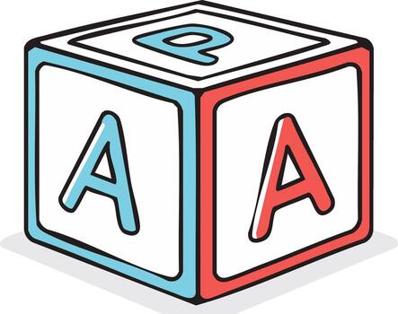 ilustrado a B C edificio bloquear juguete presentando letras un y r vector