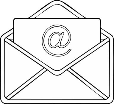 abierto sobre contorno con correo electrónico símbolo, comunicación, mensaje concepto vector