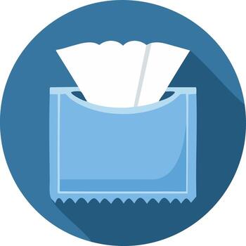 Flat design icon of a package of facial tissues with a blue wrapper and white tissues vector