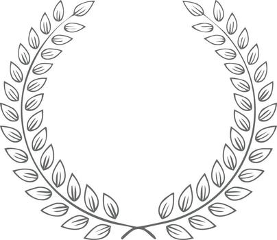 Simple outline of a laurel wreath with leaves forming a circle vector