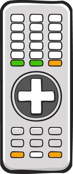 caricaturesco remoto controlar con redondeado botones y direccional almohadilla para medios de comunicación dispositivos y sistemas vector