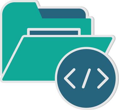 código fuente carpeta glifo pegatina vector