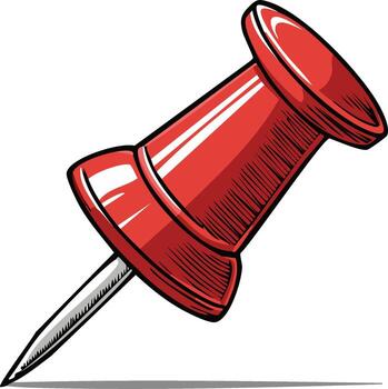 ilustración de un rojo empujar alfiler con un agudo aguja vector
