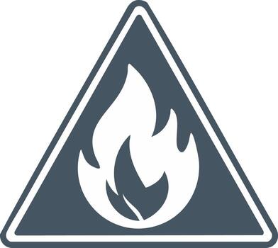 Flammable hazard symbol with a fire icon inside a warning triangle illustration vector