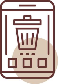 Trash Mobile Interface Line Circle Icon vector
