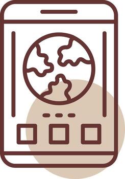 Earth Mobile Interface Line Circle Icon vector