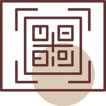 QR Code Line Circle Icon vector