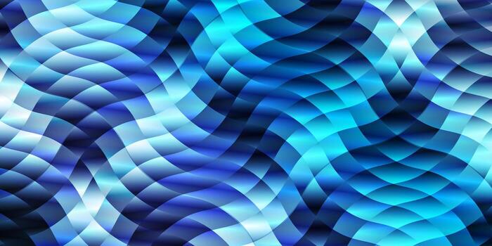 Abstract wavy pattern of interlocking blue and white geometric shapes with a luminous glow vector