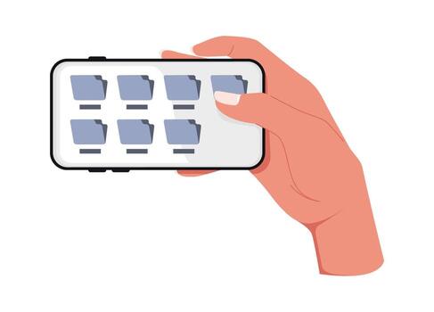 mano utilizando móvil archivo gerente vector
