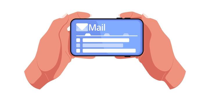 Hands using mobile mail app vector