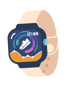 Smartwatch with step counter app vector