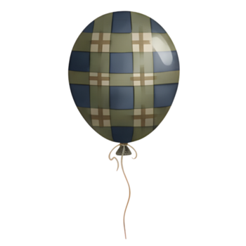 texturerad ballong med pläd mönster och sträng isolerat på transparent bakgrund png