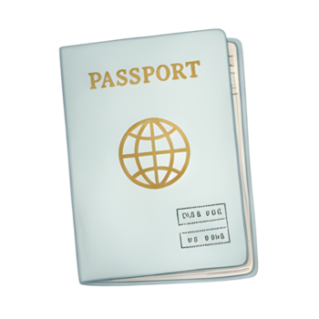 luz azul Passaporte com dourado globo emblema e selos contra branco fundo png