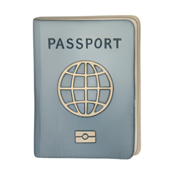 luz azul Passaporte com ouro emblema e globo símbolo isolado em branco fundo png