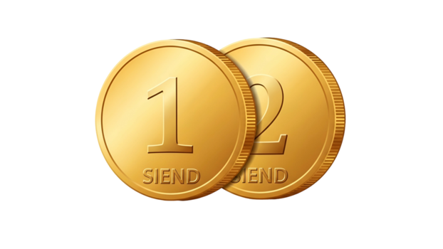 d'oro monete con numero dodici e Spedire testo su trasparente sfondo png