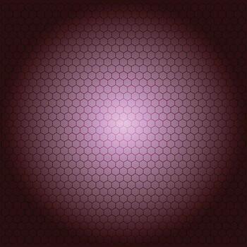 Dark red hexagonal pattern on an abstract background with a luminous purple glow vector