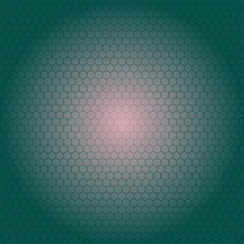moderno resumen antecedentes presentando un verde hexagonal cuadrícula modelo con un suave central resplandor vector