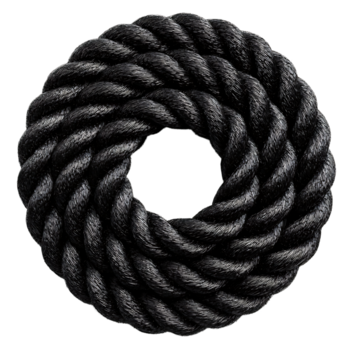 trançado Sombrio corda formando uma anel forma em transparente fundo, isolado objeto náutico elemento, torcido Forte corda, pesado e seguro cordão, decorativo Preto círculo png