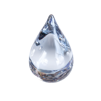 3D rendering of a shiny water drop with abstract reflections on transparent background png