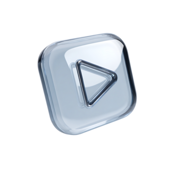 transparent spela knapp ikon klar glasig avrundad fyrkant form med framåt- pekande triangel på transparent bakgrund png