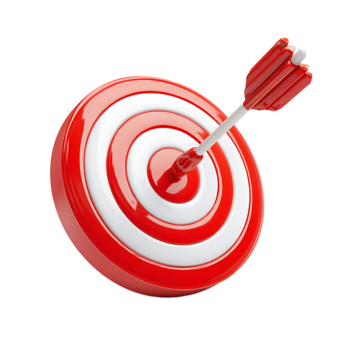 un rojo y blanco objetivo con un preciso flecha golpear en transparente antecedentes png