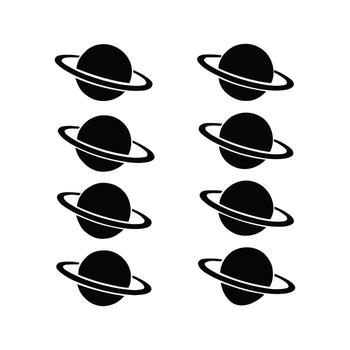 Saturn Style Planets Pattern Outer Space Celestial Bodies vector