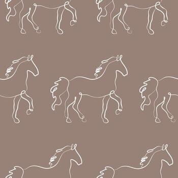 modelo con caballos con uno pierna elevado en línea Arte estilo dibujado con varios contornos en un marrón fondo, para logotipos, web diseño, pegatinas, marca y decoración vector