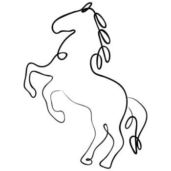 icon in line art style of a horse standing on two hooves drawn with different contours, for logos, web design, stickers, branding and decor vector