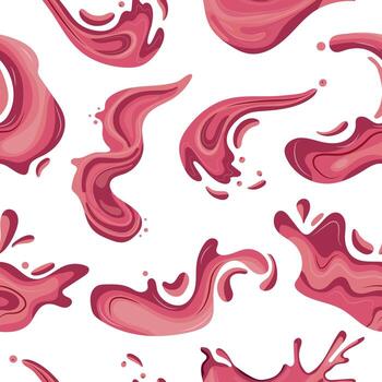 seamless pattern with melted pale pink chocolate that forms into various spots and waves of different shapes, for packaging design, menus, confectionery logos and dessert branding vector