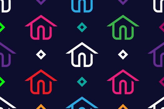 Seamless pattern with house icons. Home sign symbol pattern. vector