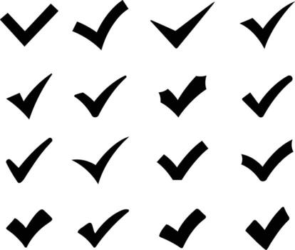 A collection of tick icons for artwork compositions vector