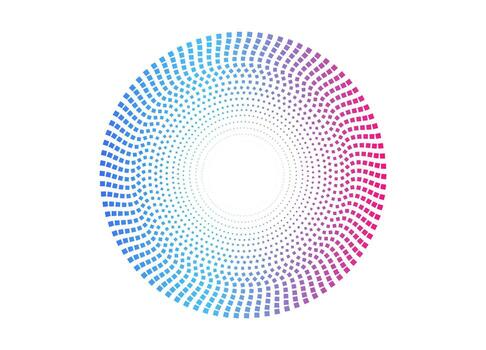 Glowing dotted sound spectrum in circular frame. Neon audio visualization. element for music posters, banners, and digital artwork. vector