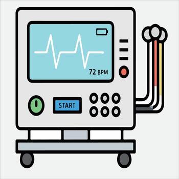 Flat design medical heart monitor with digital display vector