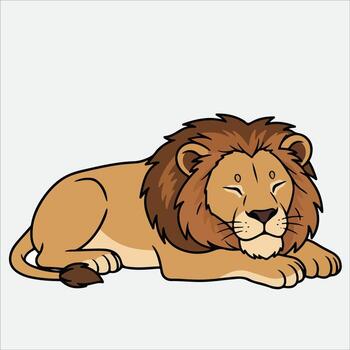 Cartoon lion resting in a relaxed pose on a white background vector