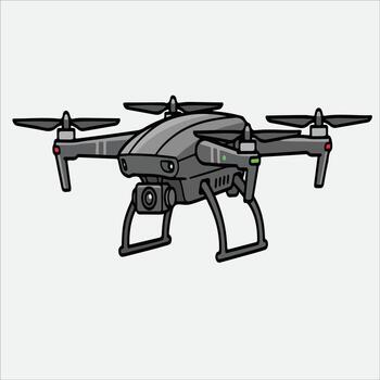 illustration of a modern drone with camera in flight vector