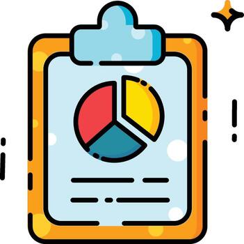 Financial report clipboard with pie chart for fiscal insights. Suitable for finance, business presentations, analytics, accounting reports, data analysis. vector