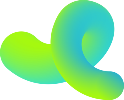 degradado resumen verde forma. líquido 3d elemento. fluido ondulado y remolino espiral. dinámica de moda brillante garabato con suave gradación para póster diseño png