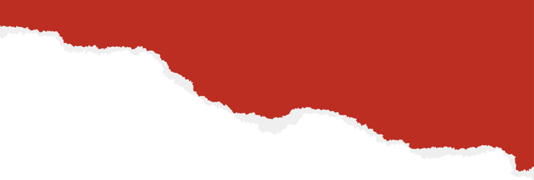 Ripped red sheet with torn edges. Fragment for collage layouts and scrapbooking design. Old template with textured elements. Realistic paper patch graphic. png