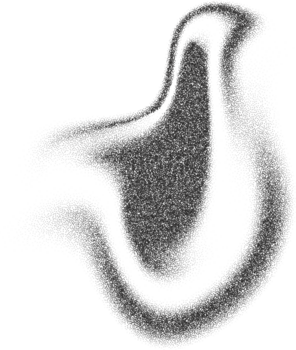 korrelig stippel helling met patroon van lawaai textuur. golvend penseelstreek met stof effect. stippel plons en schaduw. vloeistof vloeistof halftone vervagen. png