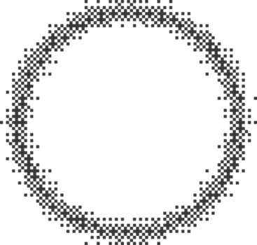 píxel circulo con trama de semitonos efecto. mapa de bits estético redondo forma para de moda diseño de años 2000 digital resumen radial cifra. geométrico gráfico con vacilar gradación. png