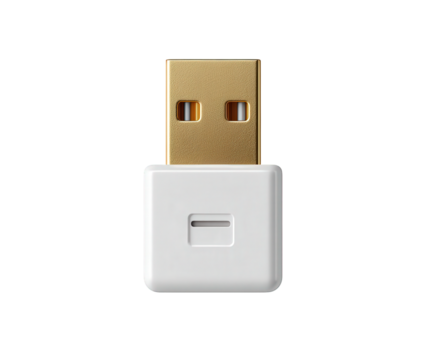 wit en goud USB flash rit voor beveiligen gegevens opslag. deze minimalistische portable elektronisch apparaat en technologie icoon element vertegenwoordigt gemakkelijk digitaal het dossier overdracht png