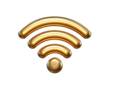 d'or Wi Fi signal icône représentant moderne La technologie et l'Internet connexion. cette 3d sans fil réseau symbole pour point chaud signifie prime numérique connectivité png