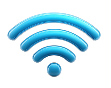 bleu 3d Wi Fi signal icône pour La technologie et numérique connexion. brillant sans fil symbole représentant réseau, communication, et l'Internet accès pour moderne mode de vie png