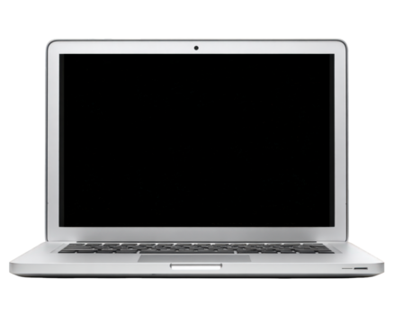 moderne argent portable ordinateur avec Vide filtrer, un isolé numérique appareil. de face vue de portable personnel ordinateur représentant entreprise, technologie, et la communication png